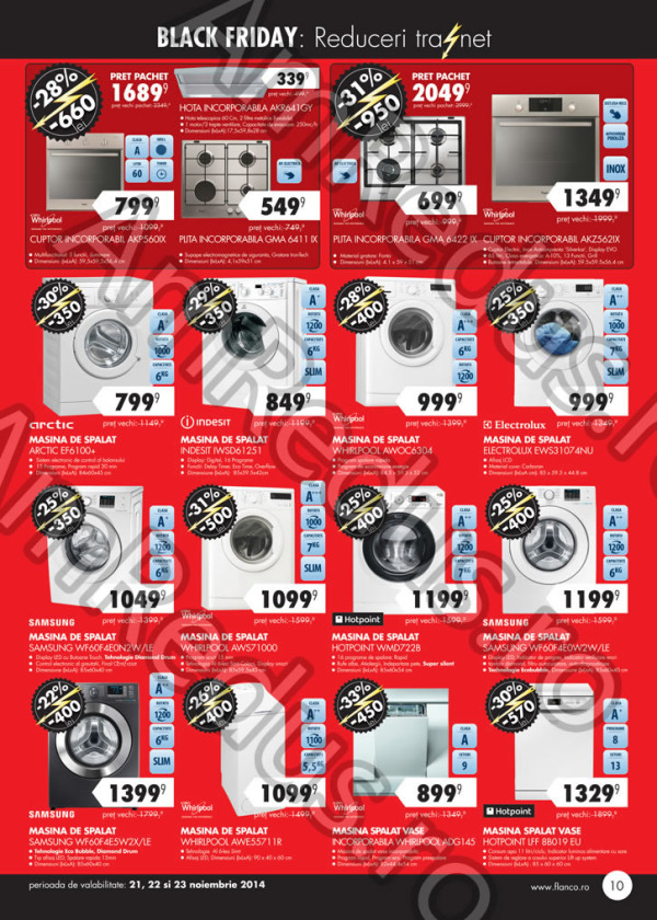 Reduceri electrocasnice Black Friday Flanco