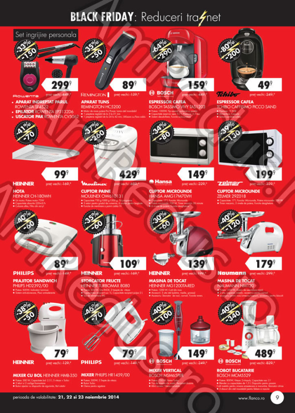 Reduceri electrocasnice Black Friday Flanco